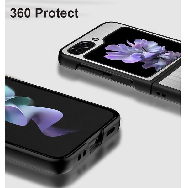 Case i rostfritt stål kompatibelt med Samsung Galaxy Z Flip 5, tunt skyddande cover mot fingeravtryck i metall Black For Galaxy Z Flip 5