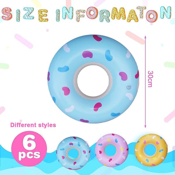 6 st uppblåsbara poolmunkar Mini Donut uppblåsbara leksaker Liten simring för barn style2