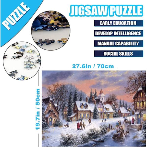 1000 bitar Snöig vinternatt 70 x 50 cm pussel för vuxna pedagogisk spelutmaning leksak 1000 bitar pussel för vuxna barn