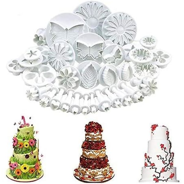 33-delad fondantkakform, kakskärare, sockerblommor, blad, fjäril, hjärtform, dekorationsform, gör-det-själv-verktyg