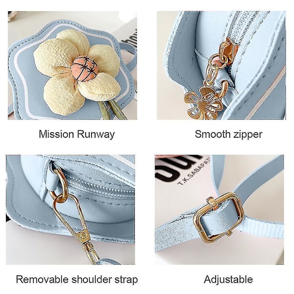 Piger Crossbody Taske, lille Blomst Mini Pung Til Børn Tilbehør Taske Pu Cross-shoulder Taske blue
