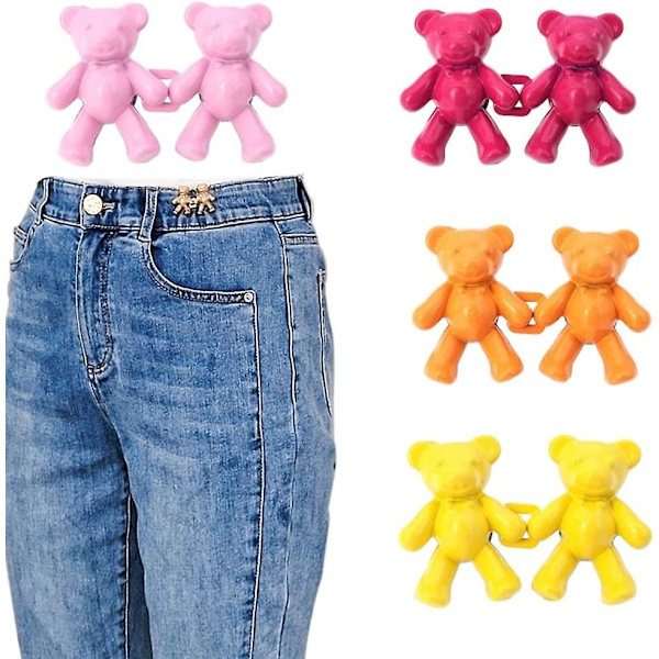 4 stk. Taljeknap, Sød Bjørn Sy-fri Taljeknap, Justerbar Taljestrammer Metal Taljeknap til Kvinder Nederdel Bukser Jeans (b-4 stk.)