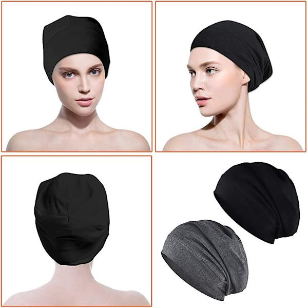 2-pack Acsergery sovhatt, satinhuva silkeshuva, nattmössa slouchy andningsbar present