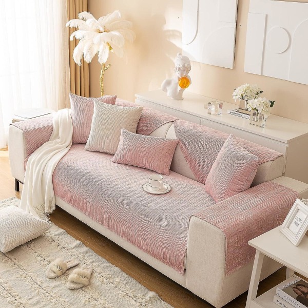 2023 Nya sofföverdrag Chenille cover för 3-sits sofföverdrag, halkfri L-form cover, möbelskydd Cover för sittkudde soffa Pink Sofa cushion 70x180cm