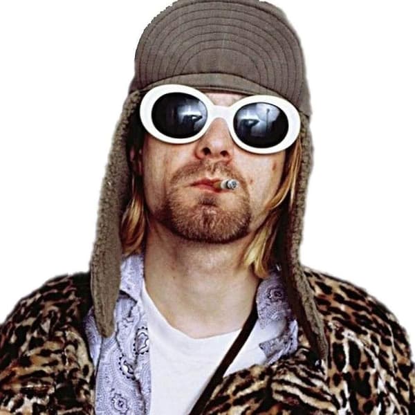 Coola Nirvana Kurt Cobain Style Clout Solglasögon, Vita