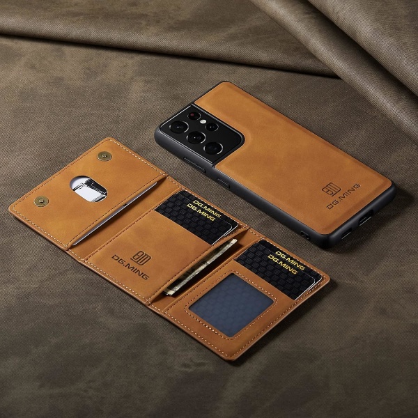 Magnetiskt löstagbart case i läder kompatibelt med Samsung Galaxy S23 Ultra, med korthållare Black For Galaxy S23 Ultra