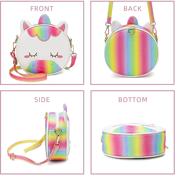Liten flicka crossbody väska Toddler plånbok väska läder baby ryggsäck för barn flickor (röd grön regnbåge)