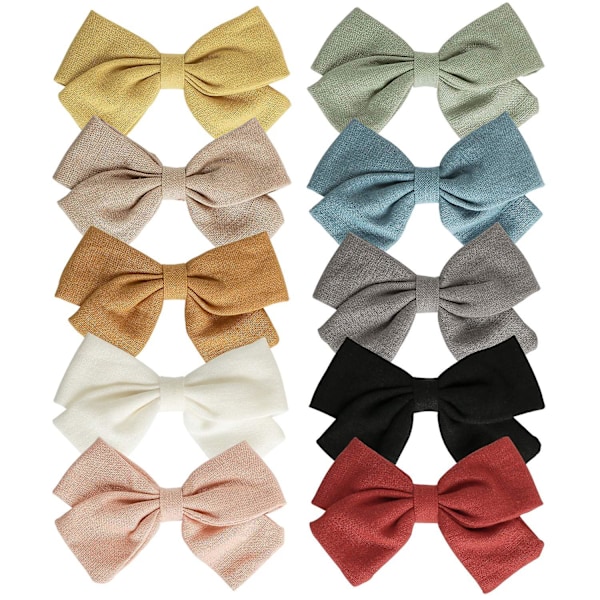 Tyttövauvan hiusklipsit ruseteilla, pinnit, 10 kpl, täysin vuoratut alligaattoripinnit, 8,6 cm, hiustarvikkeet pikkutytöille, taaperoille, lapsille Sailor Bows