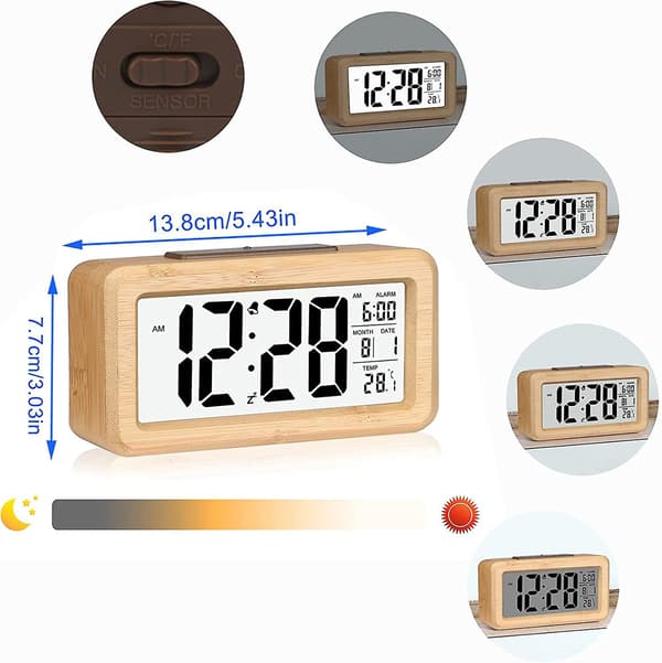 Digital väckarklocka, LED-väckarklocka med datumvisning, temperatur, snooze-funktion, batteridriven digitalklocka