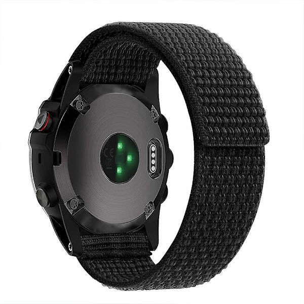 För Garmin Tactix 7 Pro/Fenix 7X/Fenix 6X Pro 26mm Sömnad Klockarmband Justerbar Nylon Loop Black