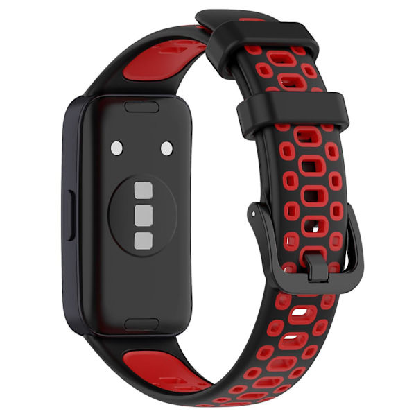 Justerbart silikonklockarmband för Huawei Band 8, tvåfärgat ersättningsarmband Black Red