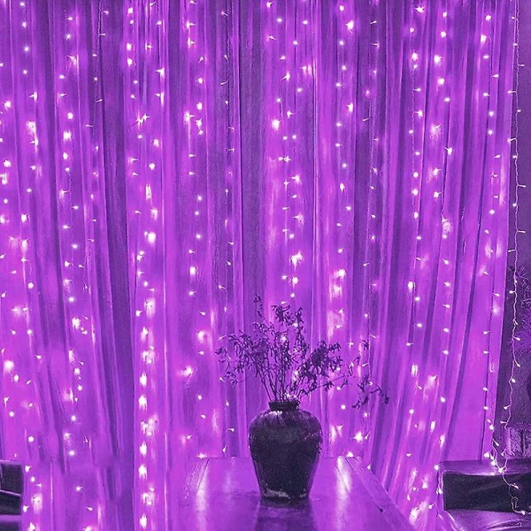LED-ikkunaverho valonauha, sisä- ja ulkokäyttöön, hääjuhlakoriste Purple 5*0.6