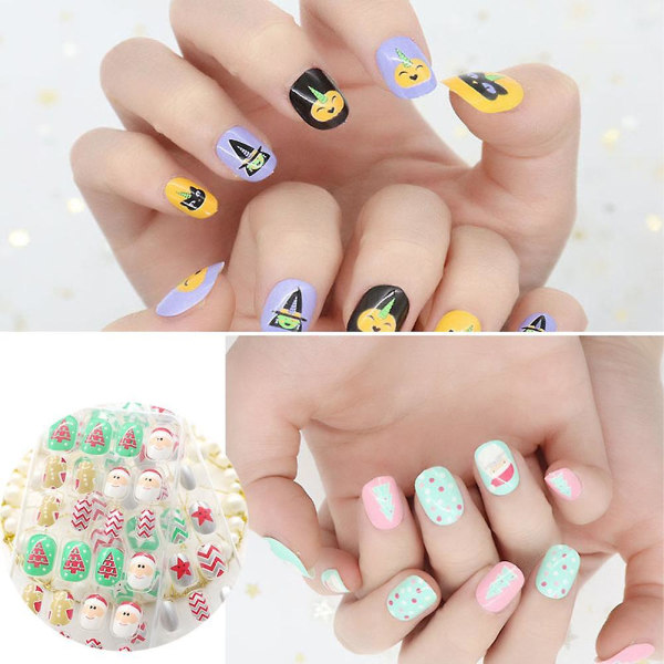 Naglar Jul Röd Press On Nails Naglar För Flickor style 3