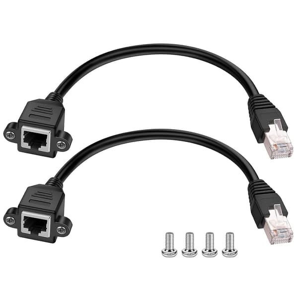 Ethernet-förlängningspanel, RJ45 hane till hona, kabel (2-pack)