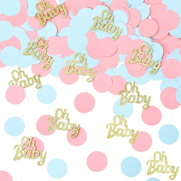 220 kpl Sukupuolen Paljastus Konfetti Glitteriä Oh Baby Baby Shower Konfetti Pinkki Sininen Pyöreä Pöytäkonfetti Baby Shower Sukupuolen Paljastus Juhlakoristeisiin