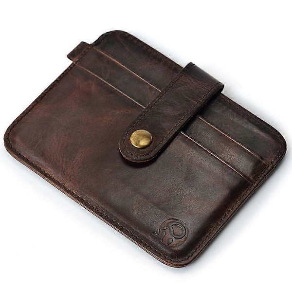 Herre Ægte Læder Slim Wallet Mand Lille Pung Mini Pengepung Walet Tynd Portomonee carteras Herre Pung Kortholder Brown
