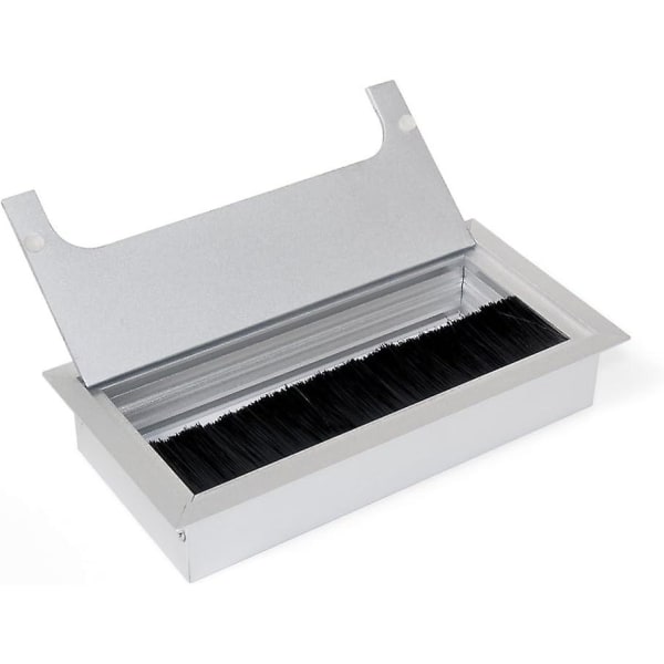 Firkantet Kabelgennemføringsdæksel 160x80mm til Indbygning i Skrivebord, Kabelorganisator til Møbler, Mat Anodiseret Aluminium, Sæt med 5
