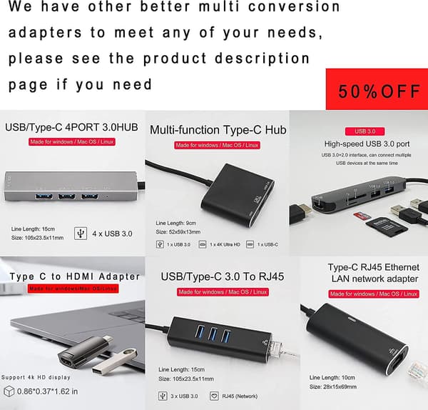 Typ-C till USB-adapter, USB C till USB 3.0-adapter, aluminiumlegering Typ-C-adapter, stöder upp till 5 g dataöverföring, lämplig för Macbook Air Macbook black