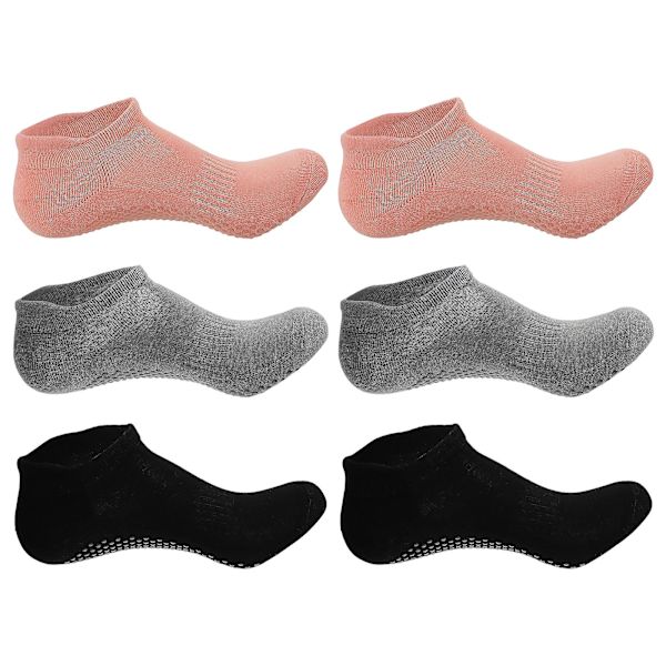 3 Par Cotton Yoga Anti-Halk Socks Andningsbara Sportstrumpor för Fitness