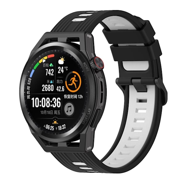 Silikonarmband för Huawei Watch GT/GT 3 46mm /Watch 4/ Galaxy Watch 46mm/Garmin Forerunner 265 Black White