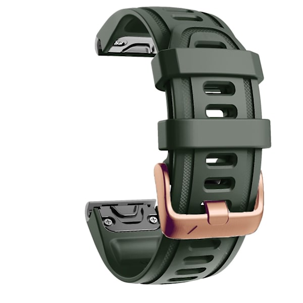 20mm Silikonersättningsrem för Garmin Fenix 7S/6S Pro/5S Plus/Instinct 2S, roséguldspänne Army Green