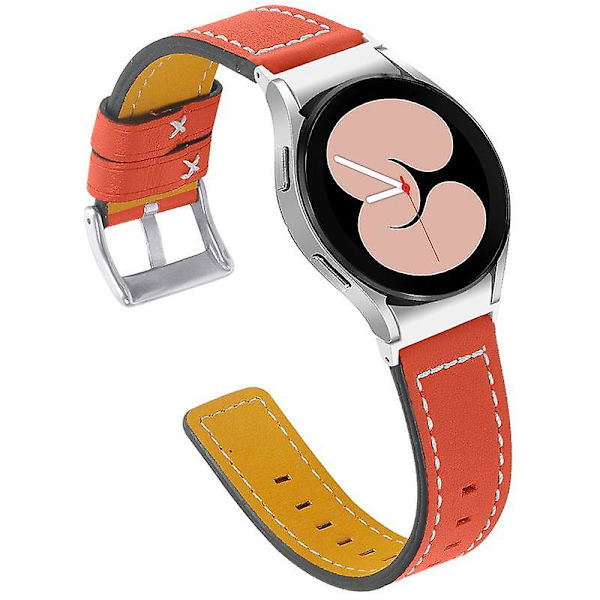 Justerbar udskiftningsurrem i læder til Samsung Galaxy Watch4 Classic 42/46mm/ Active 40/44mm Orange