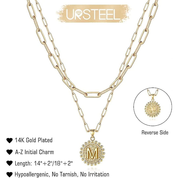 Lagdelte Choker Halskjeder For Kvinner, 14k Gullbelagt Delikat Lagdeling Paperclip Kjede Halskjede Enkelt Justerbart Initial Mynt Anheng Halskjeder Lagdelt