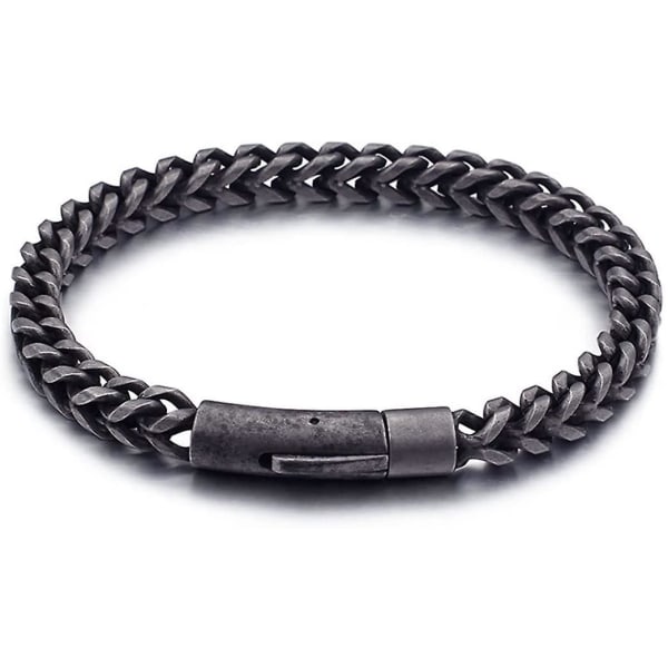 Enkelt armband för män i titanstål, pojkpersonlighet i rostfritt stål, trendiga retro-hiphoparmband (21 cm)