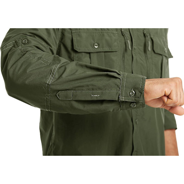 Men's Upf 50+ solskyddsskjortor - Button Down långärmad skjorta för vandring,
