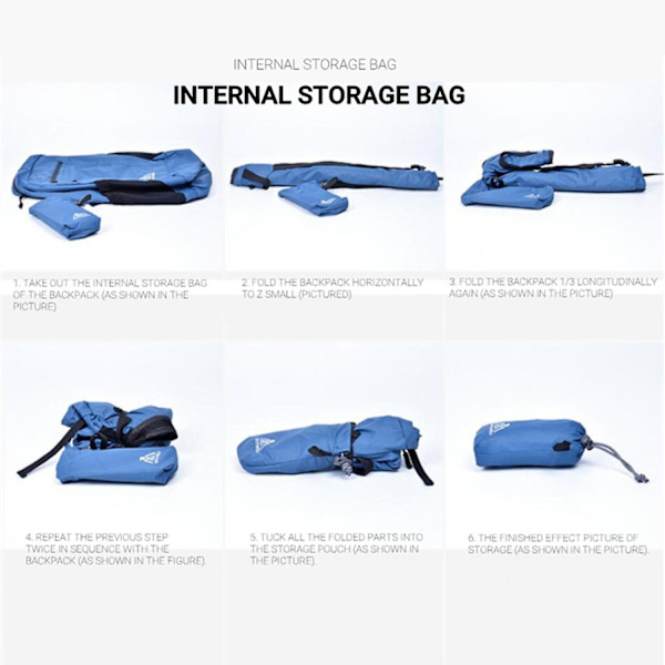 ANMEILU 2013 15L Fällbar Ryggsäck Utomhus Vandring Camping 70D Nylon Lätt Axelväska Lake Blue