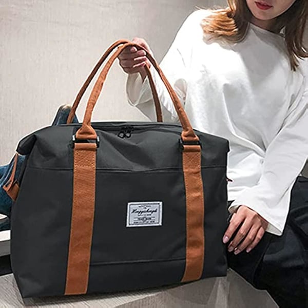 Stor Reisebag med Stor Kapasitet, Utvidbar Gymbag, Duffelbag for Sport og Helgeturer, Stor Sportsveske for Menn og Kvinner (svart) Pink