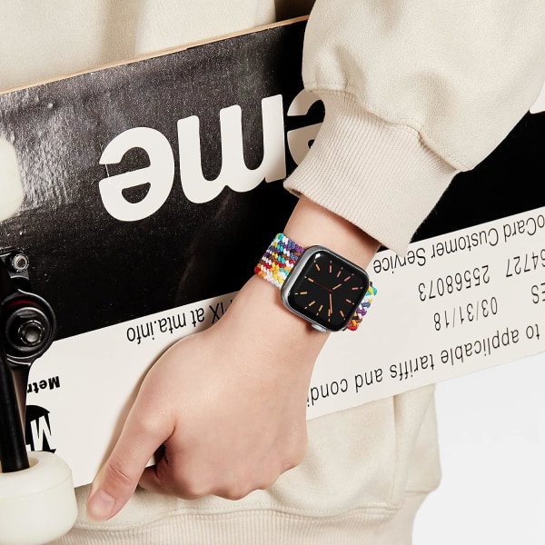 Armbånd kompatibelt med Apple Watch rem, 38 mm, 40 mm, 41 mm, til mænd og kvinder, justerbar elastisk urrem kompatibel med iWatch Series black Multicolor 38 mm 40 mm 41 mm