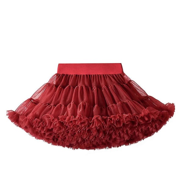 Baby flickor tyll tutu kjol ballerina pettiskirt fluffiga barn balett kjolar för fest dans prinsessa flicka tyll kläder 1-10y Wine red M size height 105-120cm