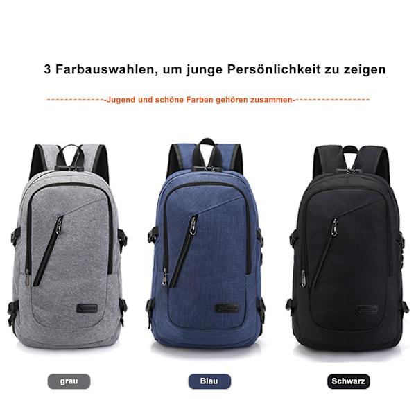 Antistöld Laptop Ryggsäck, Business Resor Slank Hållbar Laptop Ryggsäck Med Usb Laddningsport black