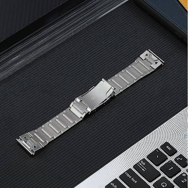 26 mm 5 Perler Titanium Stål Quick Release Urrem til Garmin Tactix 7 Pro/Fenix 7X/6X Pro Silver