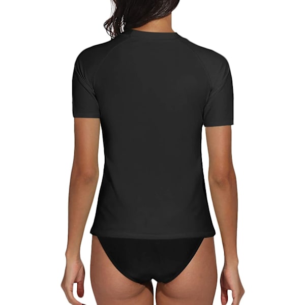 Kvinnors kortärmad skjorta surftopp badkläder sommar simning sport Upf 50+ blommig Black M