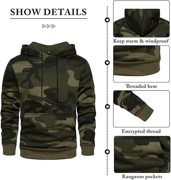 Herr Hoodie Pullover Camo Huvtröja Patchwork Topp Långärmad Hoody