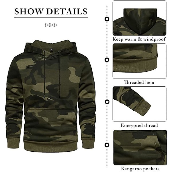 Herre Hættetrøjer Pullover Camo Hættetrøje Patchwork Top Langærmet Hættetrøje
