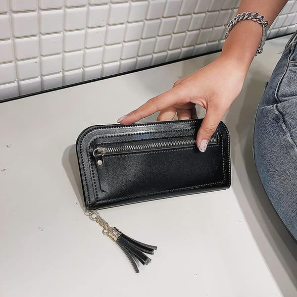 Lille Læder Clutch Pung til Kvinder med Lynlåslukning