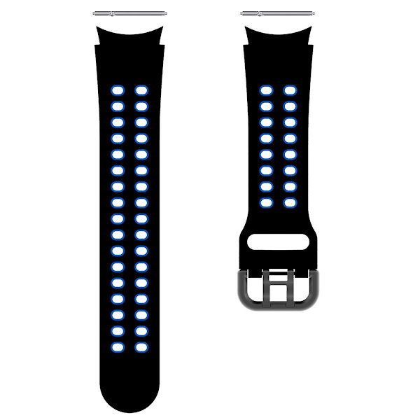 20mm silikoninen ranneke Samsung Galaxy Watch 5 40mm/44mm/5 Pro 45mm -kelloon kaksoisreikäsoljella Black    Blue