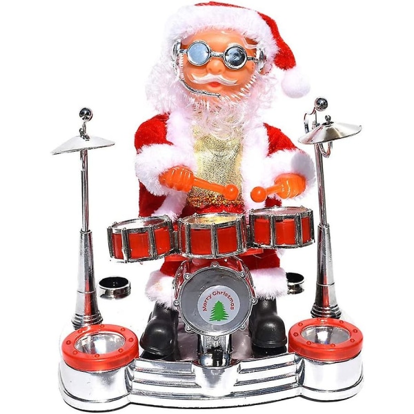 Docka leksak sjungande dansande jultomte spela trumman leksak batteridriven musikalisk rörlig figur semesterfest dekoration bord dekoration barn present