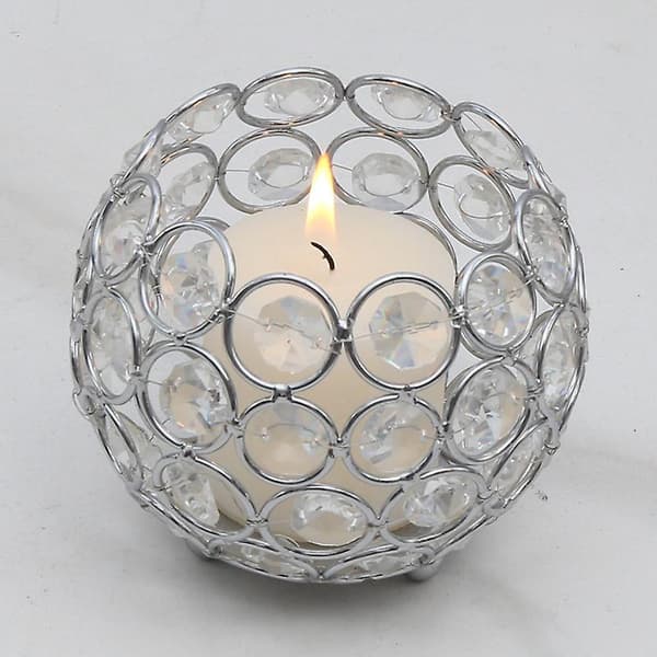 Krystall Lysestake Dekor Krystall Telysestaker Bryllupsdekorasjon Midtstykker (10cm-sølv)