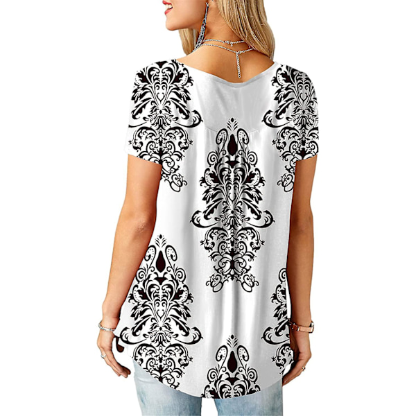 Dame Skjorter Flæse Løs Knap Tunic Toppe Til Kvinder White A XL
