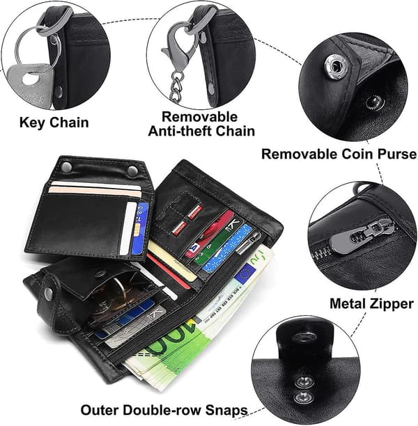 Mr. Wallet Rfid-skydd Läder Plånbok Kedja Mr. Wallet Med Myntopererad