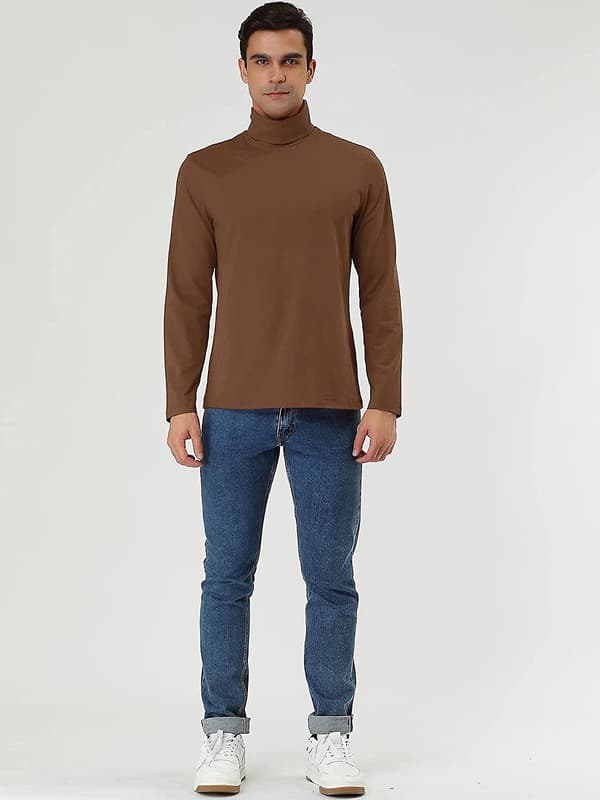 Herr Turtleneck Topp Slim Fit Långärmad Pullover Sköldpadda Hals Skjorta