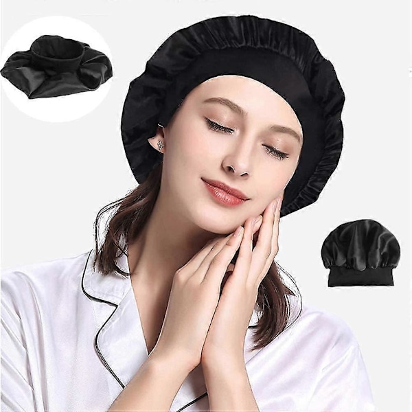 Siden Hårmössa för Sovning Siden Hårmössa 1st Natt Sovhatt Siden Mössa för Kvinnor Flickor Hårräddning Sovhuvudskydd Elastisk Hatt Hårmössa för