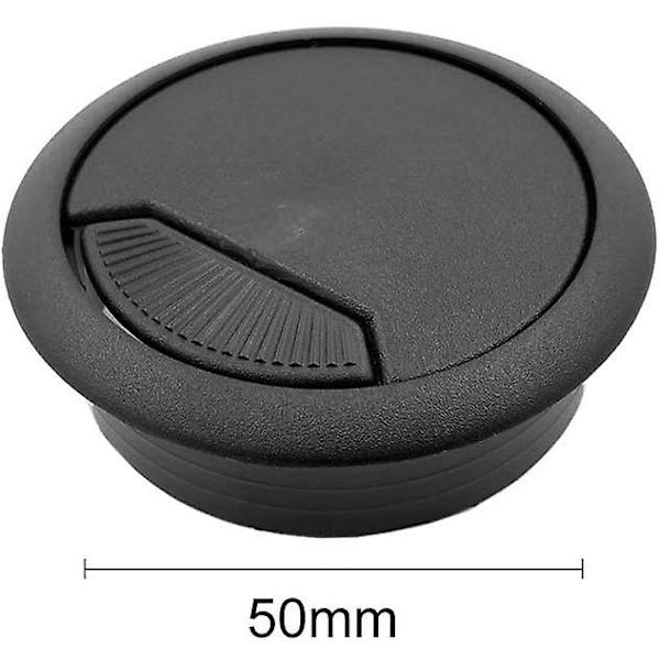 6 stk. 2-tommers Plast Skrivebord Ledning Kabelhull Deksel Grommet Datamaskin Kabelhull Deksel Plugghette Svart Black