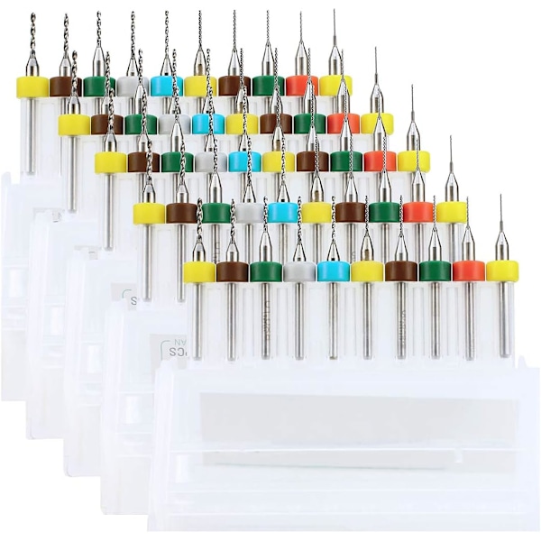 50 st PCB-borrbits Set Spiral Flute Karbid 0,3mm-1,2mm för Tryckt Kretskort Sten Dremel Smycken CNC-Gravering (5 st vardera)