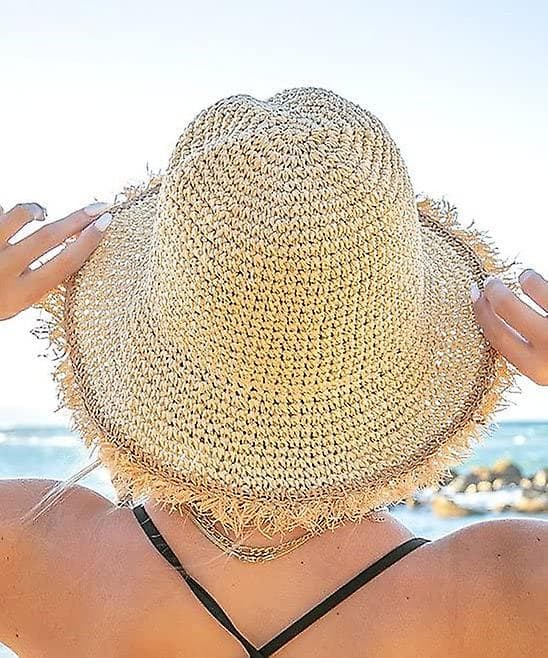 Dame Solhat Strandhat Frynset Hæklet Foldbar Stråhat Sommer Style 1