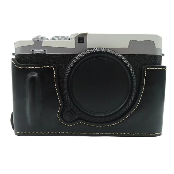 PU Læder Kamera Bund Etui Til Fujifilm X-E4, Batteriåbningsdesign Beskyttende Halv Kropsdækning Black